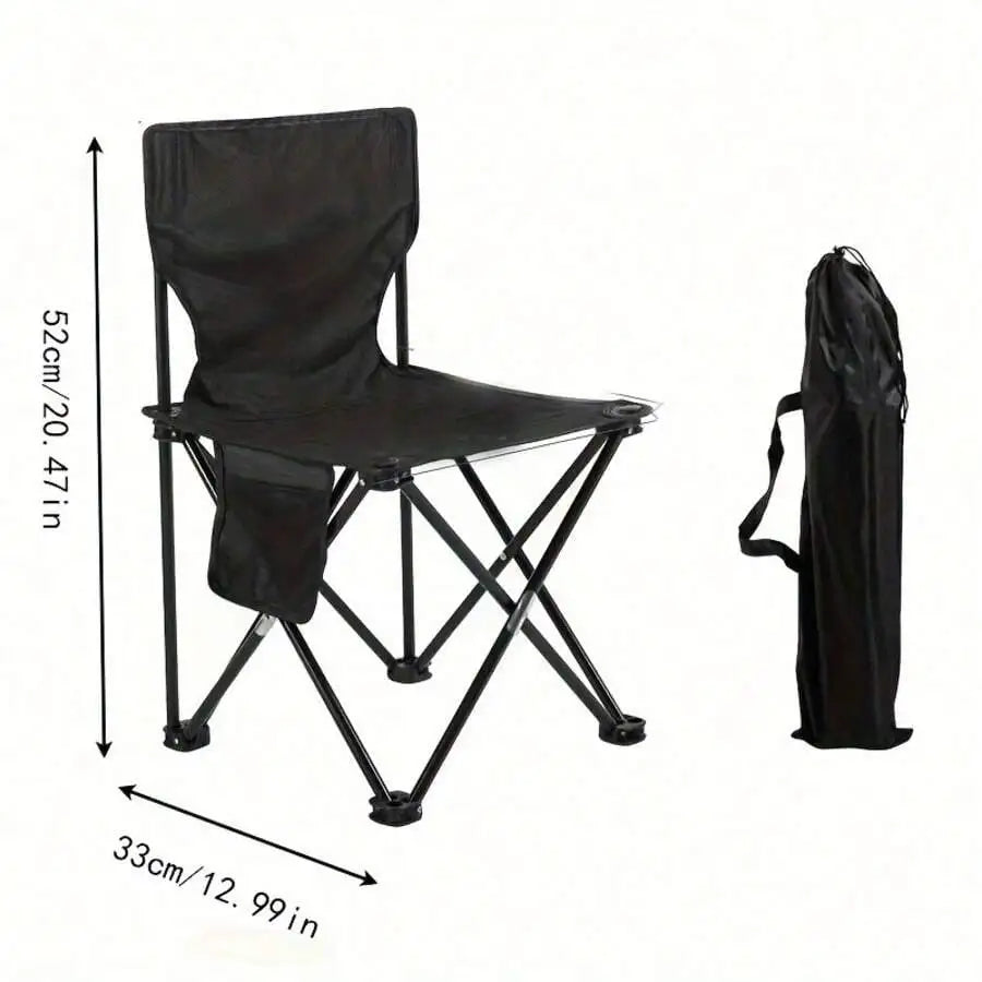 Outdoor Folding Camping Chair With Side Pockets, Stainless Steel Frame, Lightweight And Sturdy For Picnic Fishing Barbecue