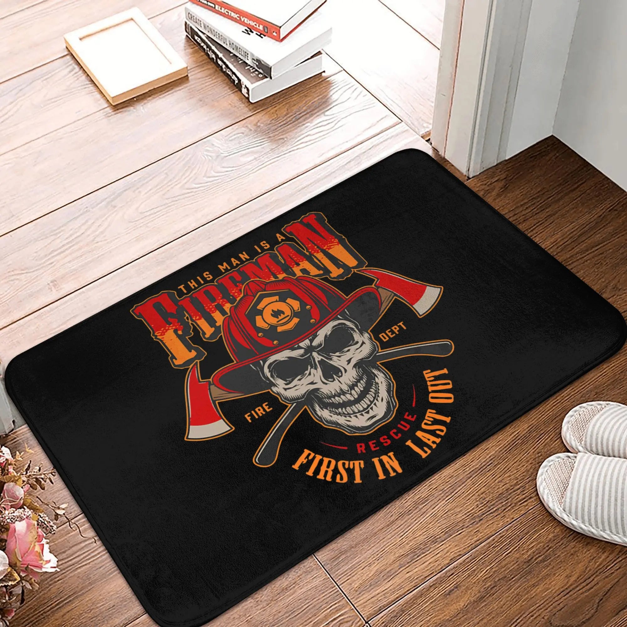 Firefighter Front Door Mat, Anti-Slip, Waterproof, Fire Rescue Doormat, Living Room, Entrance Rug