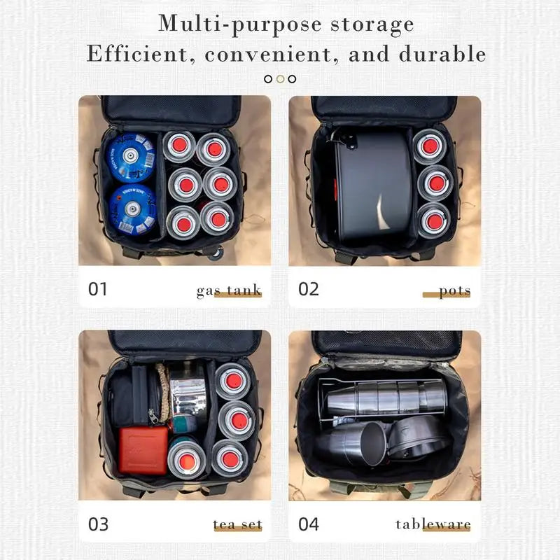 10L Outdoor Camping Gas Tank Storage Bag Large Capacity Ground Nail Tool Bag Gas Canister Picnic Cookware Utensils Bag Handbag