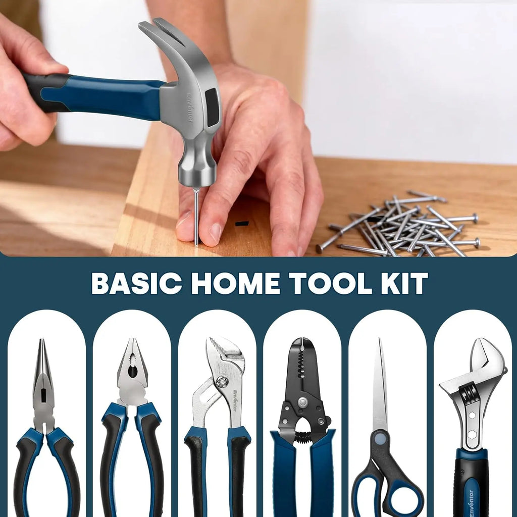 Tool Set, 220-Piece Home Tool Kit with Toolbox, Wrench and Hand Tools for Home Repairs, Auto Maintenance, DIY & General Repair Tools for Men & Women, Blue