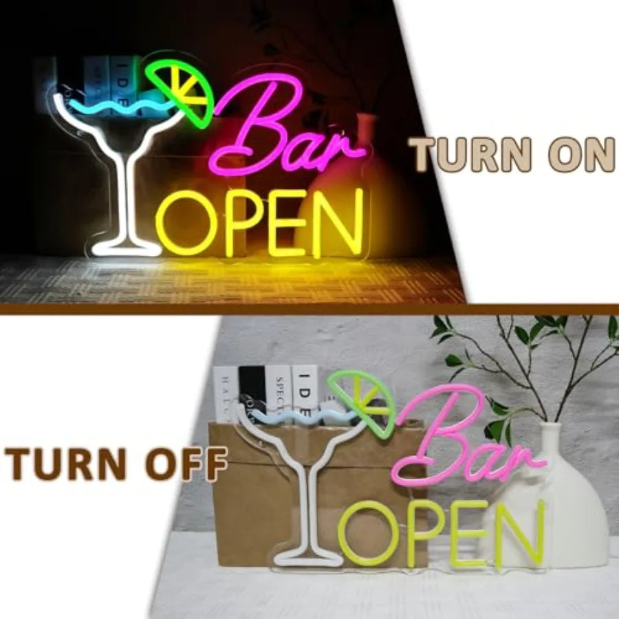 Sign for Business, Neon Open Sign, USB Dimmable Cocktails Neon Lights for Beer Bar Coffee Cafe Home Pub Man Cave Stores Hotel P