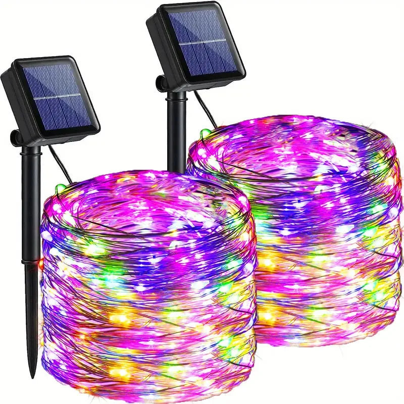 Multi Color Lights, Solar, Garden Lights, String Lights with 8 Modes, Waterproof Wire Lights,