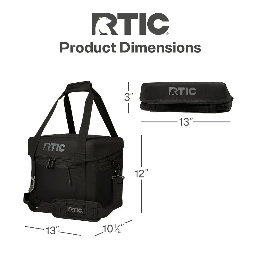 28-Can, 27 Qt Collapsible Soft Cooler with Bottle Opener for Outdoor Use, Black Insulated Fabric, Lightweight Leakproof