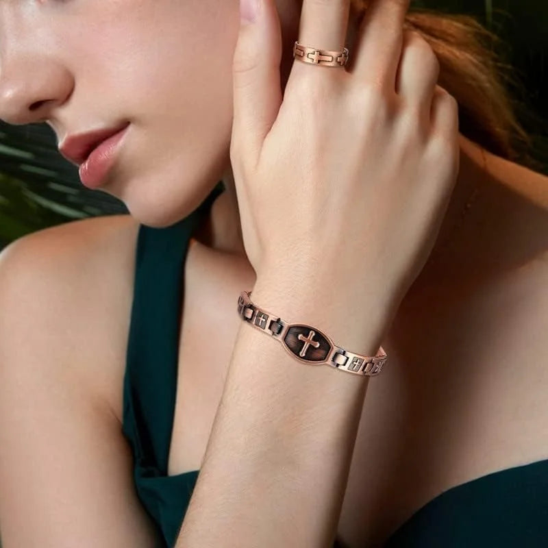Copper Bracelets 99.99% Pure Copper Magnetic Bracelets with Effective Neodymium Magnets, Adjustable Jewelry with Sizing Tool