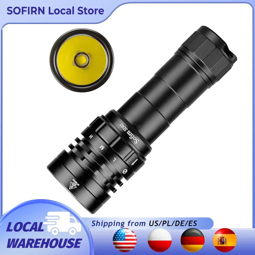 SD05 Scuba Diving Flashlight XHP50.2 Super Bright 3000lm 21700 Battery Dive Torch with Magnetic Switch 5000K 6500K