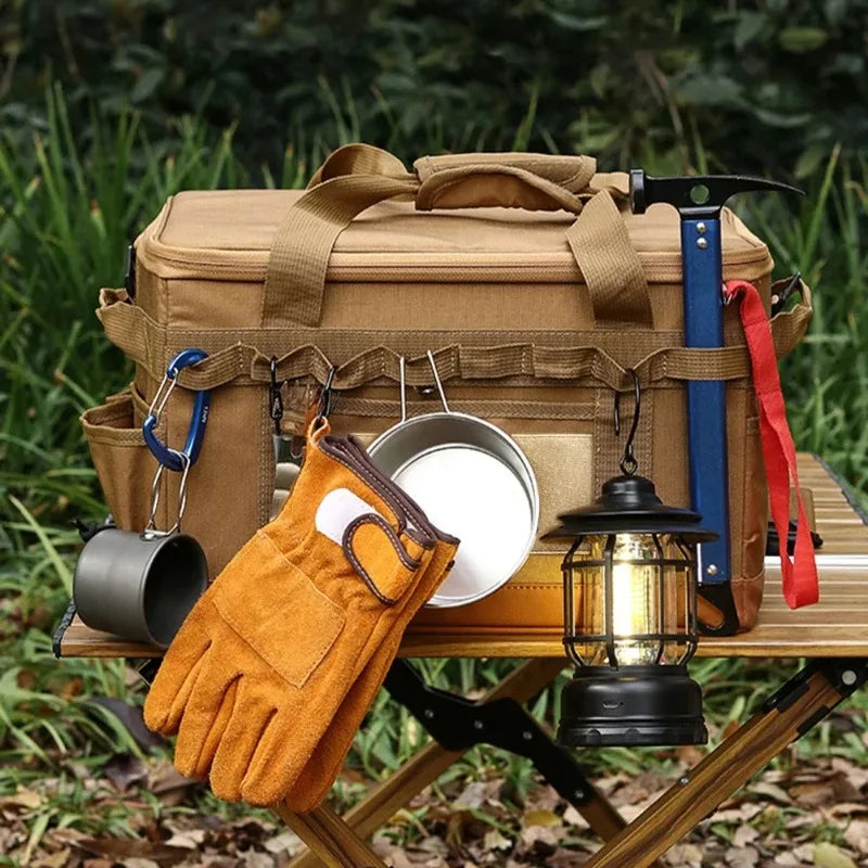 30L Large Capacity Camping Storage Bag, Detachable Camping Stove Case, Car Trunk Cooking Utensil Organizer