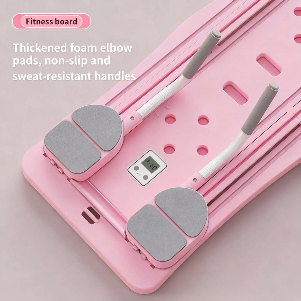 Multi-Functional Pilates Reformer Board with Counter, Foldable Sliding Workout Board for Full Body Training, Abdominal Leg Arm Home Fitness Equipment with Resistance Bands