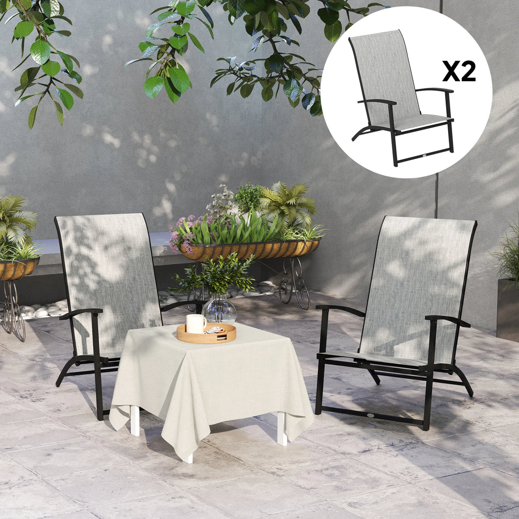 Folding Patio Chairs Set of 2, Portable Camping Chairs, Gray