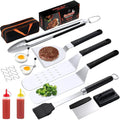 20-Piece Stainless Steel BBQ Spatula Set with Storage Bag, Ideal for Grilling and Camping Adventures