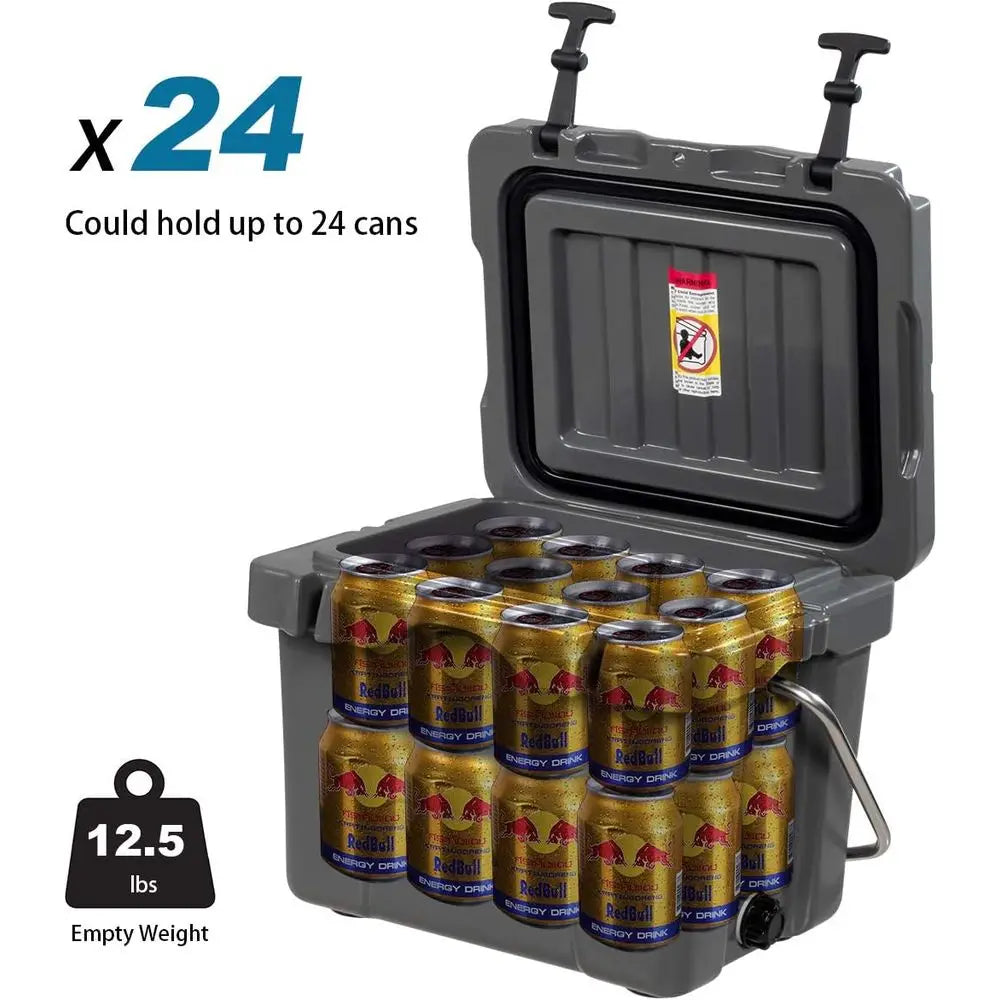 Portable 24-Can Cooler with 2 Cup Holders for 3-5 Days Ice Retention, Ideal for Outdoor Adventures