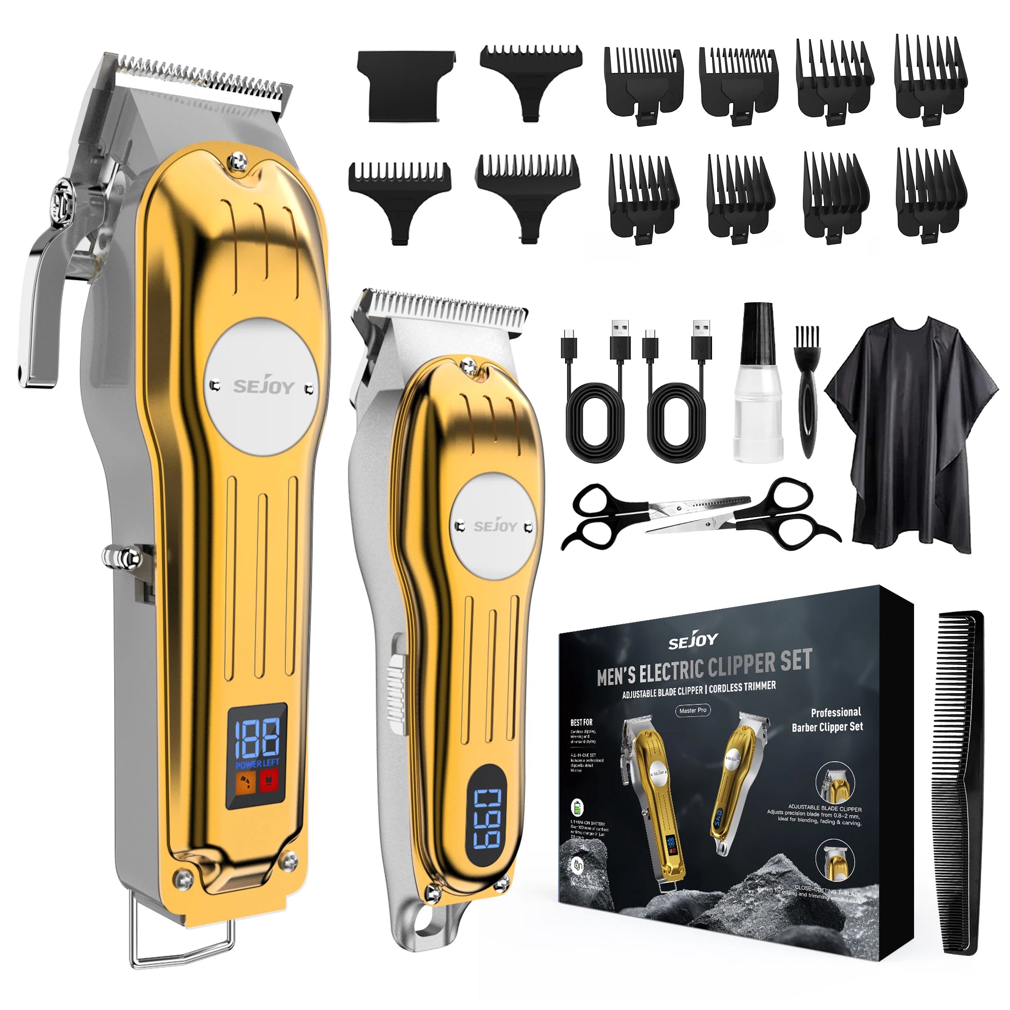 Rechargeable Hair Clipper Combo Professional Electric Hair Trimmer Set Cordless Trimmer