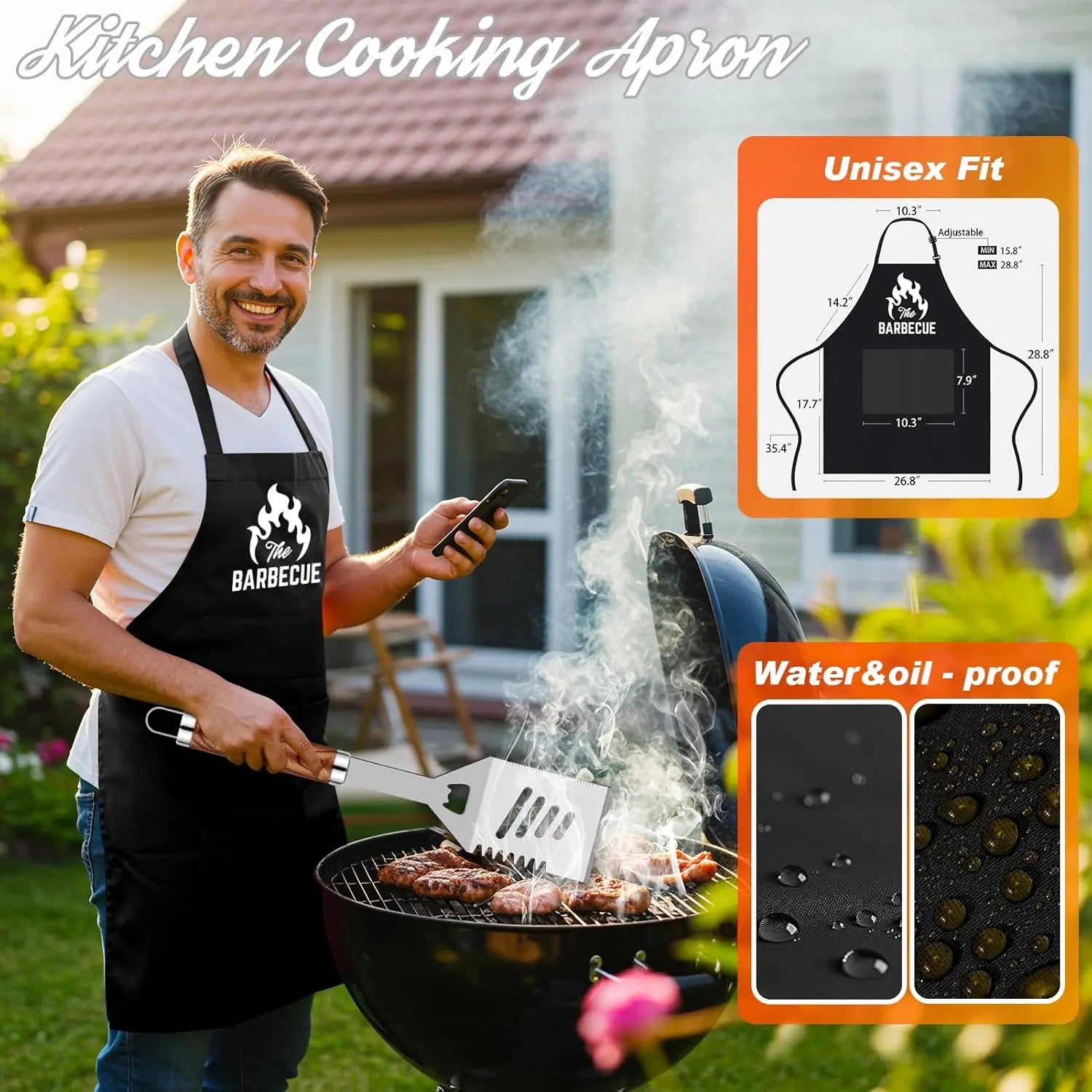 26pcs, BBQ Grill Accessories Set, Father's Day Gifts with Apron, Thermometer, Mats in Aluminum Case