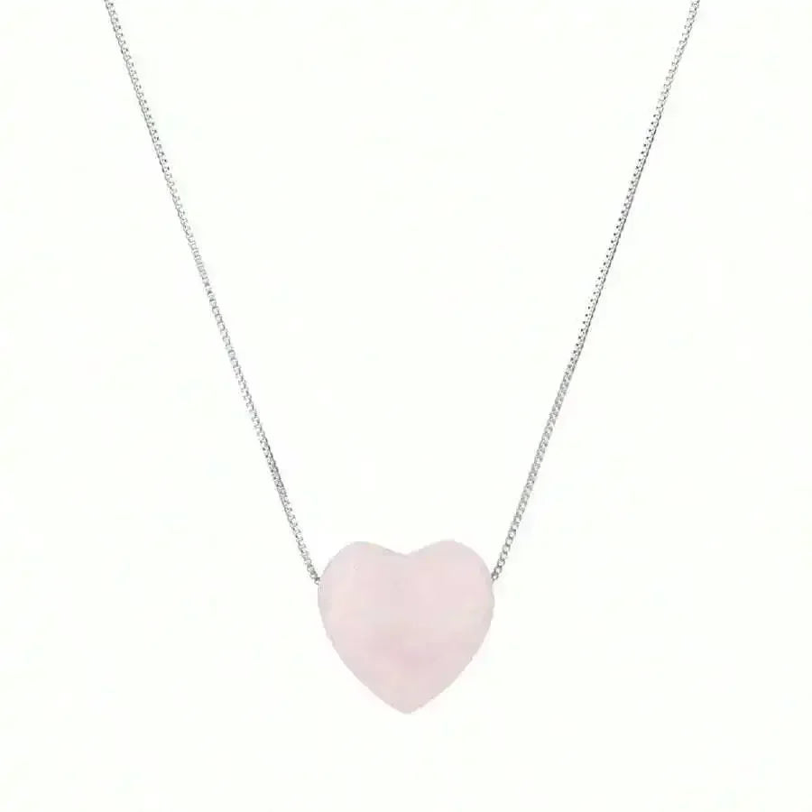 Heart Shape Natural Agate Stone Pendant Stainless Steel Necklace For Women Fashion Jewelry