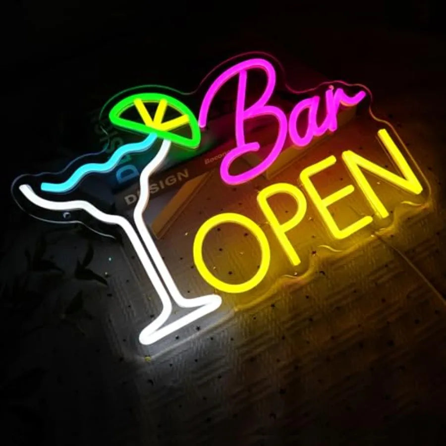 Sign for Business, Neon Open Sign, USB Dimmable Cocktails Neon Lights for Beer Bar Coffee Cafe Home Pub Man Cave Stores Hotel P