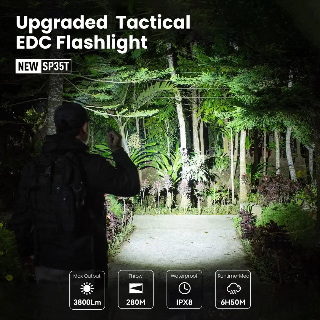 3800lm Tactical 21700 Flashlight Powerful LED Light USB C Rechargeable Torch with Dual Switch Power Indicator ATR