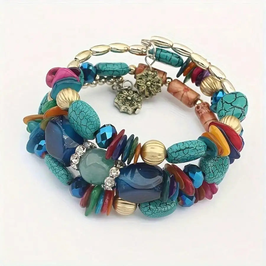 1 Piece/Retro Bohemian Natural Turquoise Bracelet  Holiday Bohemian Exquisite Accessories