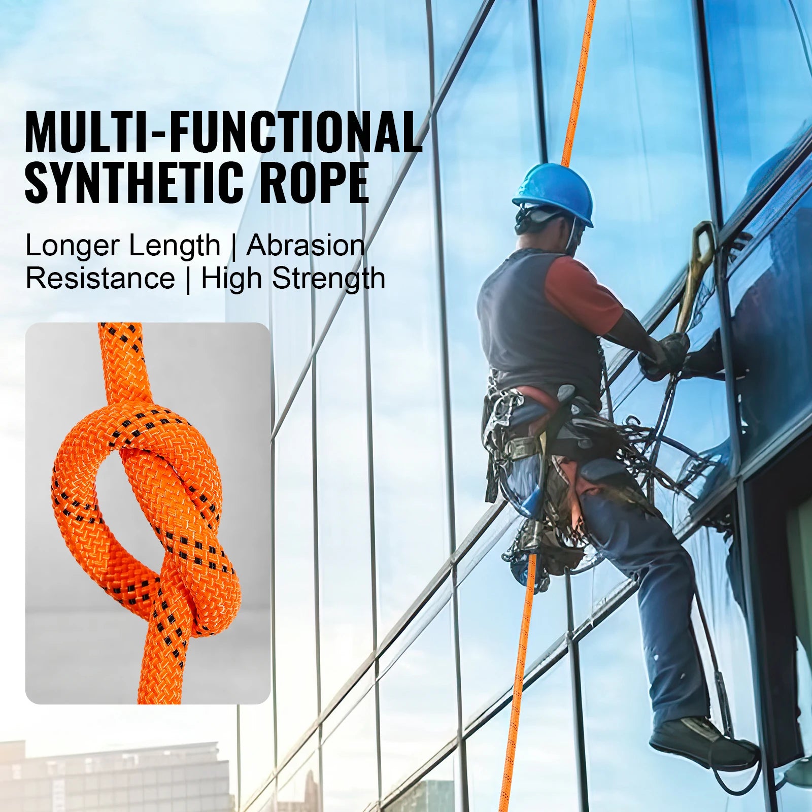 120 ft Dual-Weave Polyester Cord 3/8 1/2in 48-Strand Multi-Use Rope for Arborist Activities Outdoor Adventures Versatile