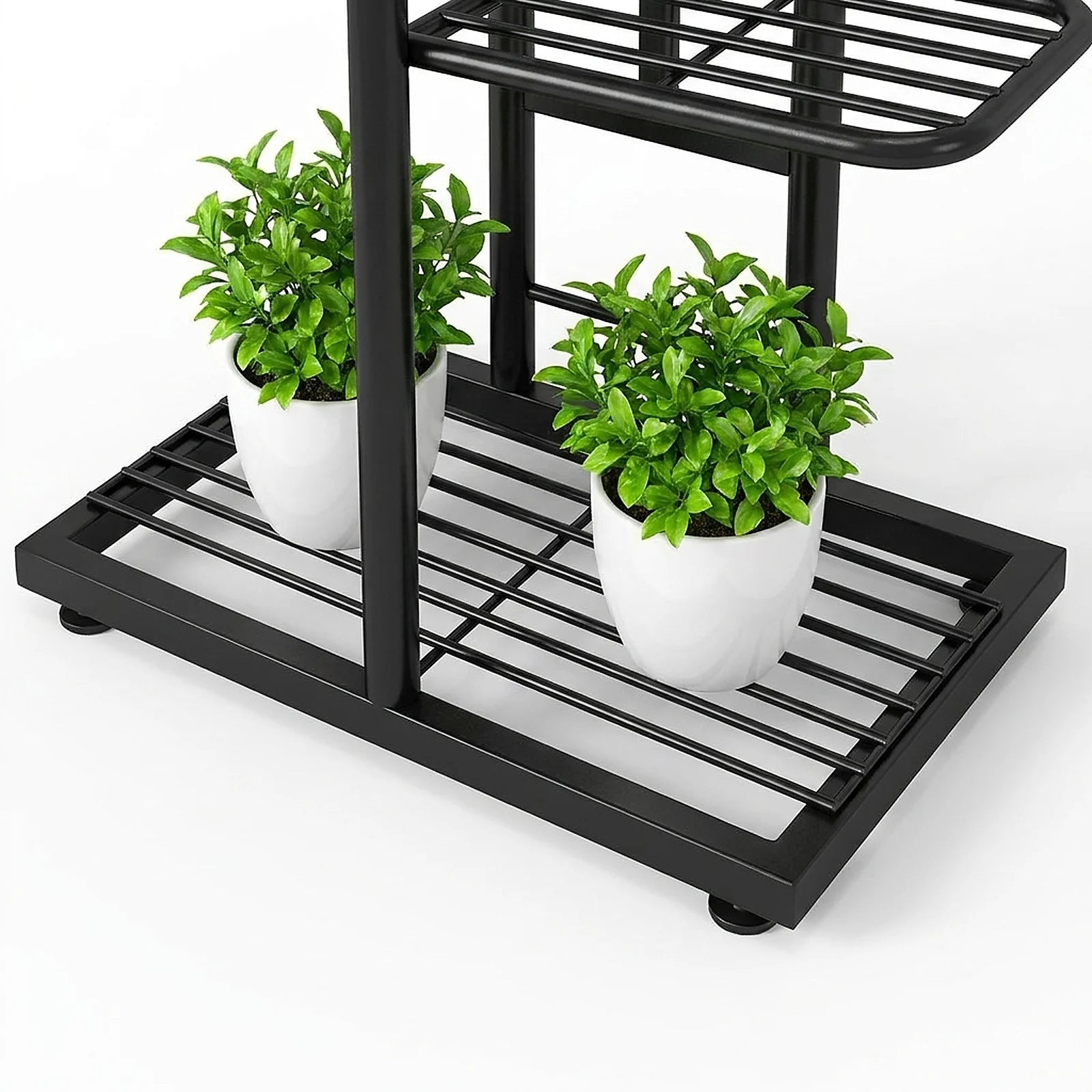 5 Tier Black Metal Plant Stand, Narrow Indoor Outdoor Plant Rack With Grid Shelves For Balcony or Corner