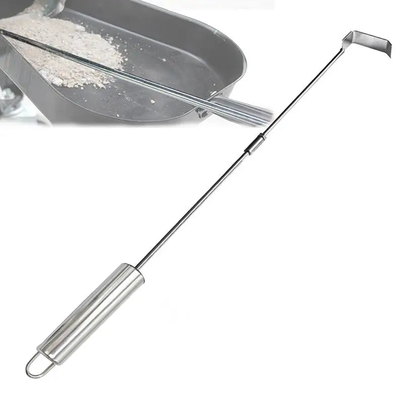 46cm Stainless Steel Charcoal Ash Rake Extendable BBQ Ash Tool Stainless Steel Grill Hoe Tool Stove Cleaning Tool Accessories