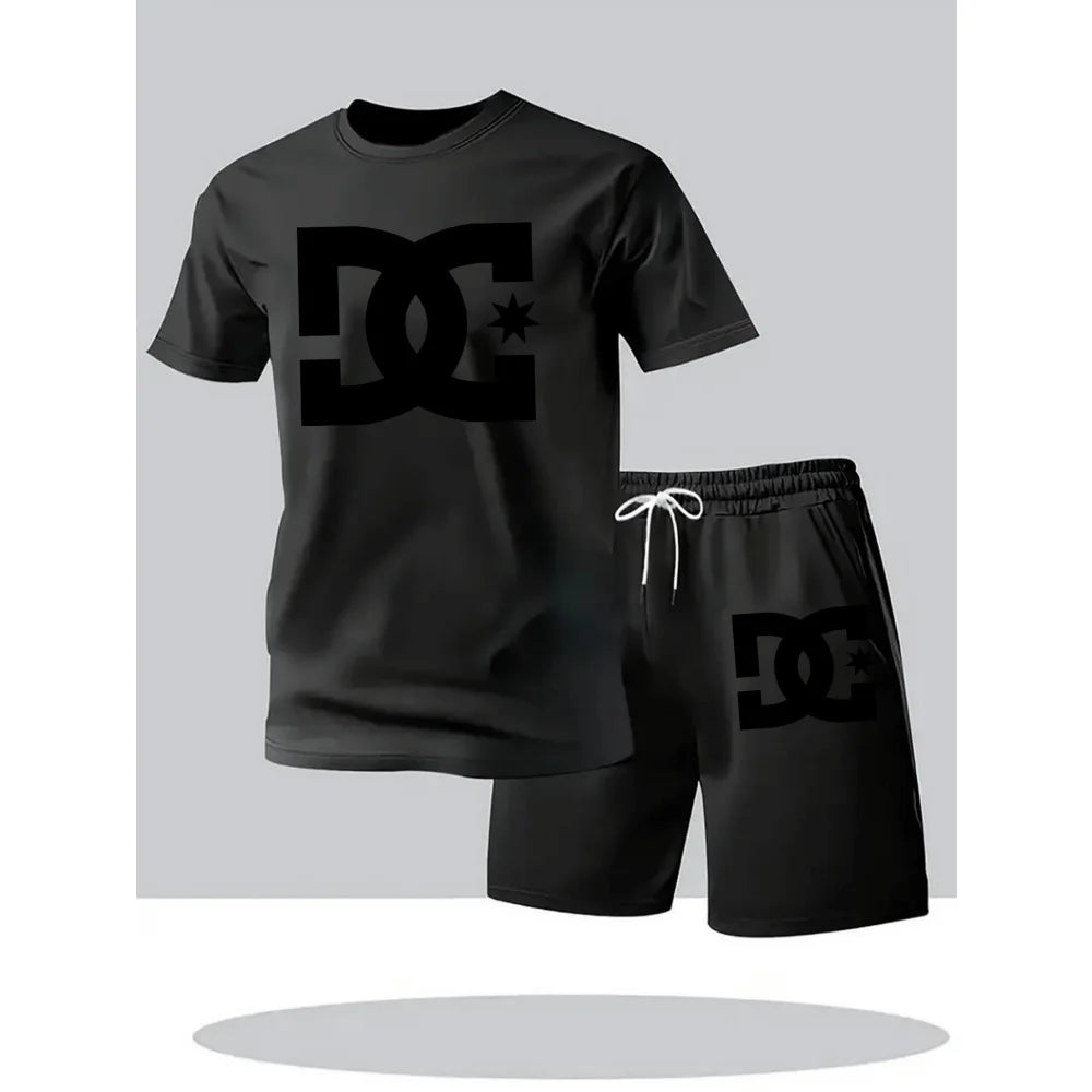 Men's Casual Clothing Set, Breathable Oversize T-Shirt Shorts, 2-Piece Sportswear, Short Sleeve, Comfortable