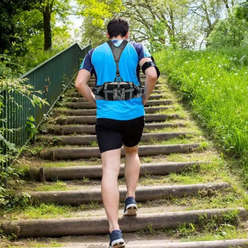 Hiking Waist Bag With 2 Water Bottle Holders  Outdoor Waist Pack Waterproof Cycling Backpack Adjustable Strap Sport Storage Bag