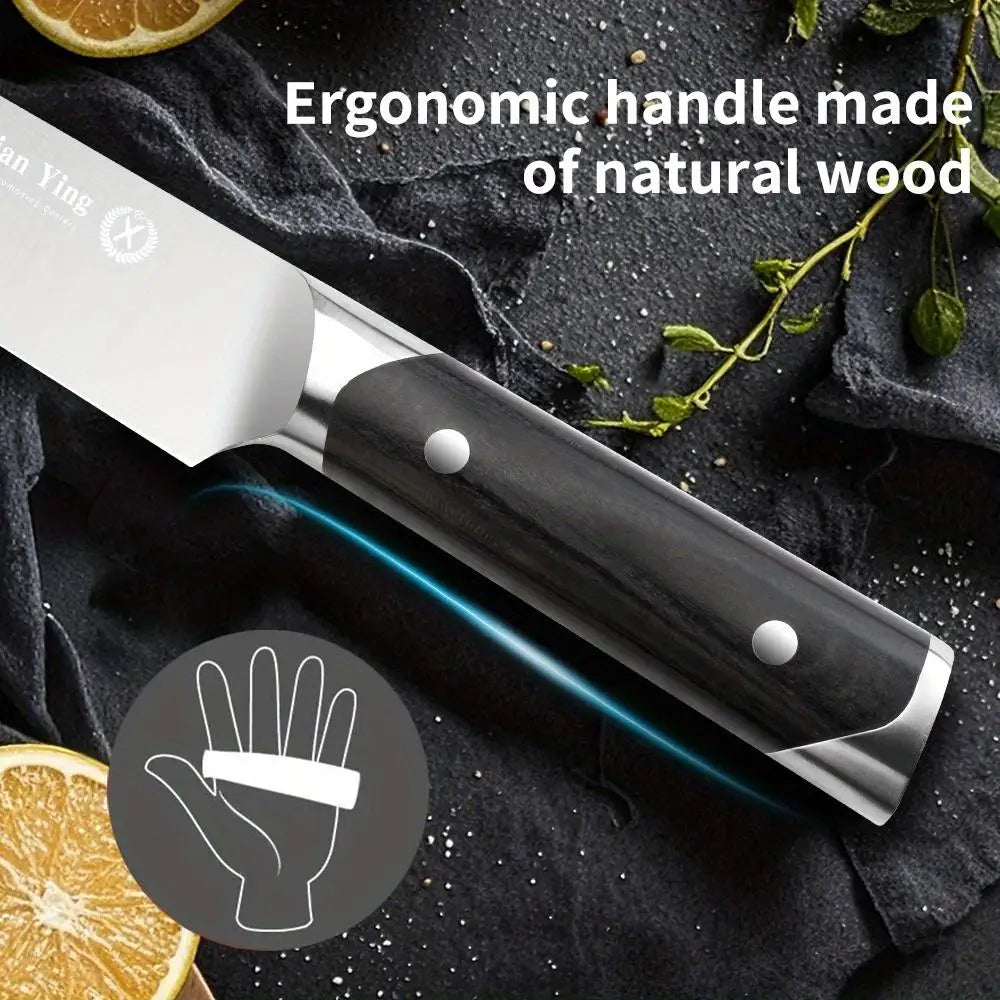 Commercial luxury kitchen knife 6-piece set, steel precision forge high-end kitchen knife, log handle, professional chef's knif