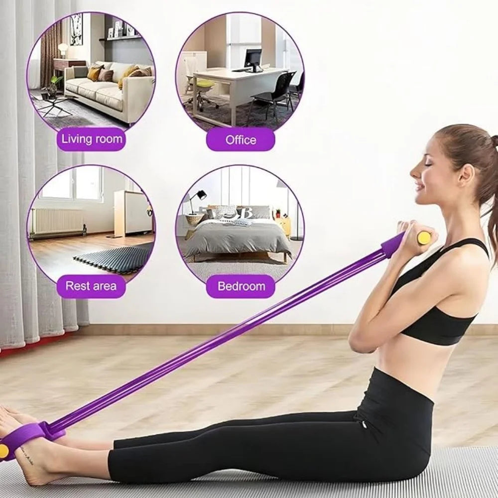 Yoga Sports Crunches Elastic Pull Rope with Handles, Multifunction Resistance Bands, Core Training