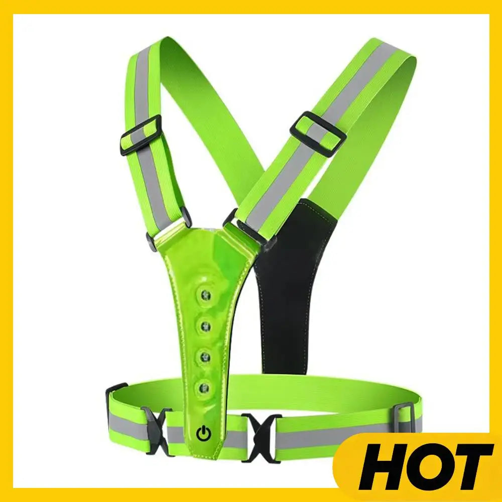 LED Cycling Vest, High Visibility, Outdoor Running Cycling Reflective Safety Vest, Adjustable Elastic Strap, Reflective Belt
