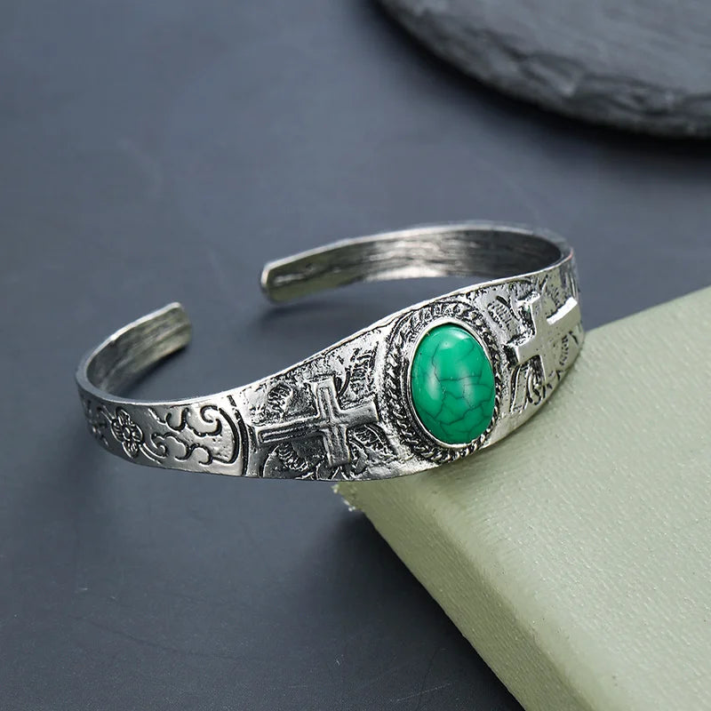 Vintage Classic Style Inlaid Synthetic Turquoise with Adjustable Jewelry Bracelet Suitable for Parties Jewelry Gifts and Banquet