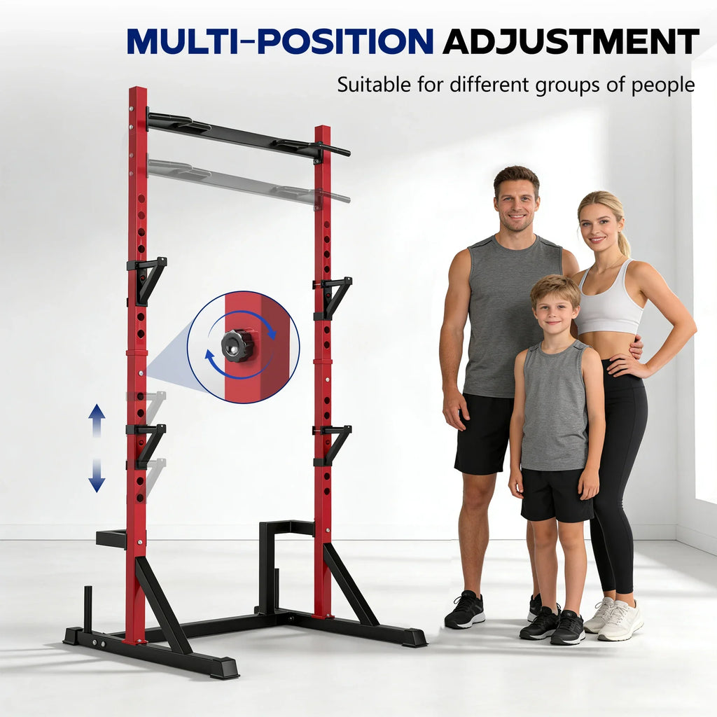 Multifunction Power Rack with Pull up Bar, Heavy Capacity 360kg, Height Adjustable Squat Stand Rack for Home Gym Equipment, Power Tower Pull Up Dip Station Training Fitness Equipment for Home Outdoor Muscles Trainer, Barbell