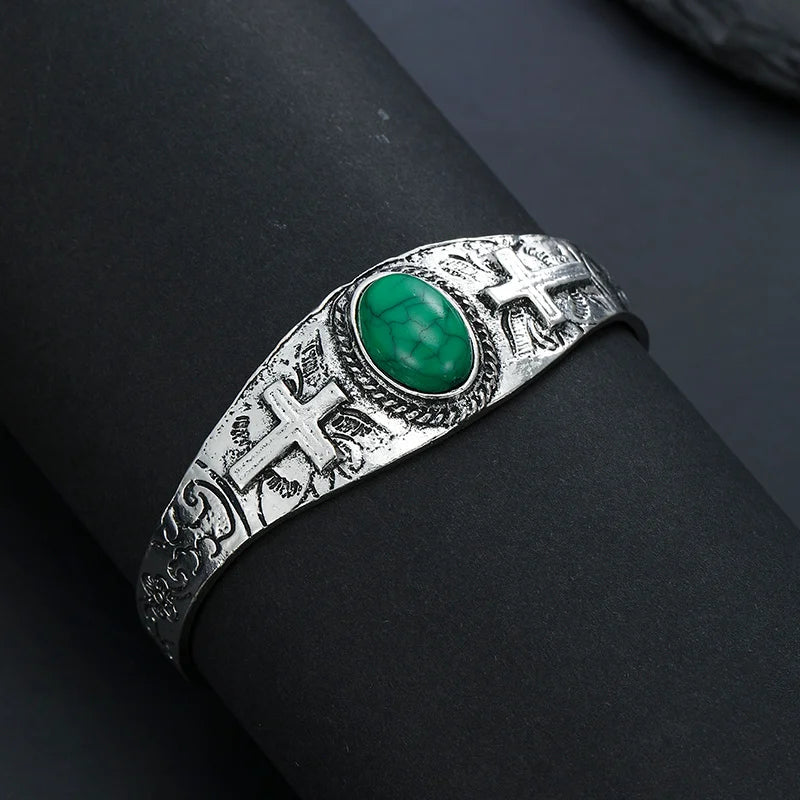 Vintage Classic Style Inlaid Synthetic Turquoise with Adjustable Jewelry Bracelet Suitable for Parties Jewelry Gifts and Banquet