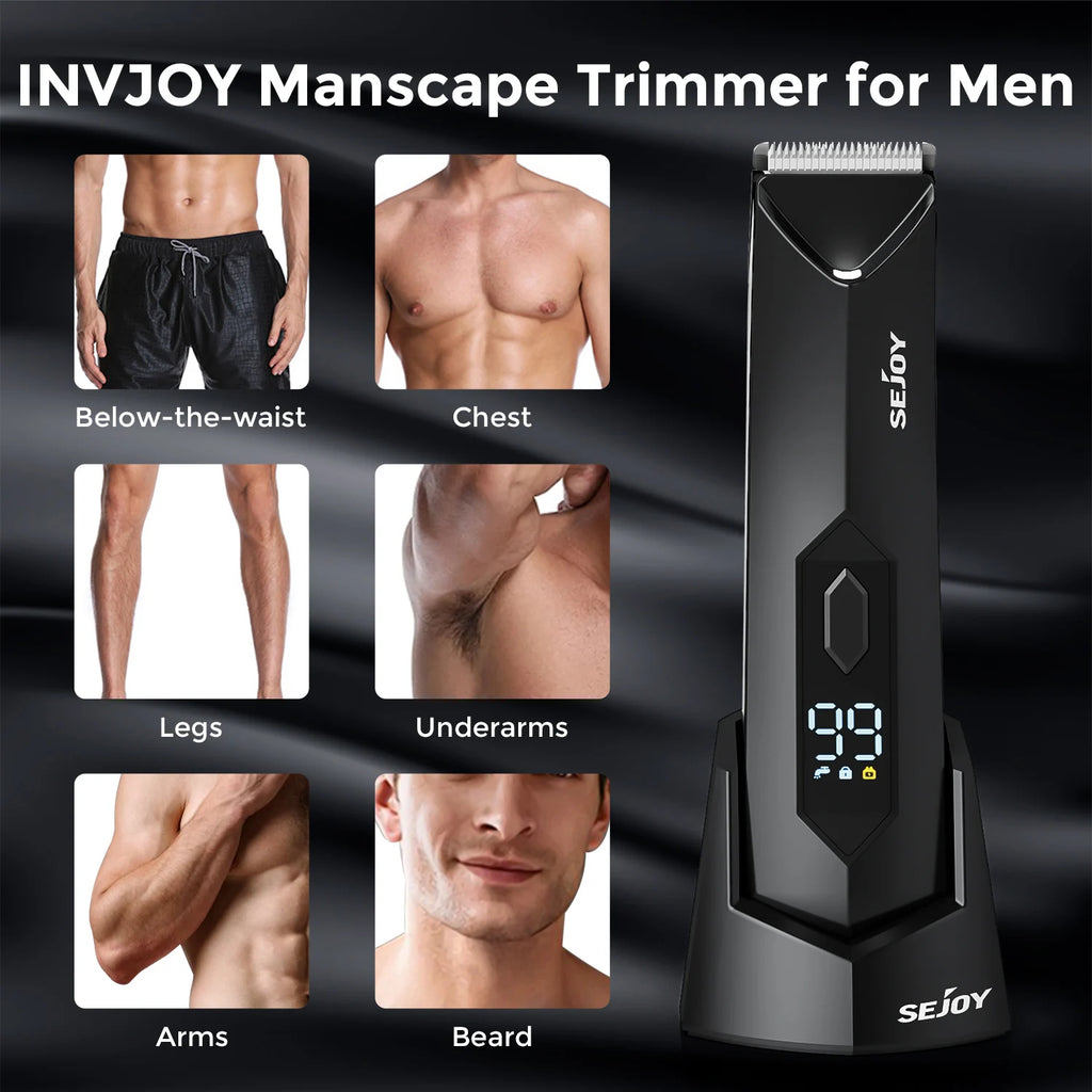 Body Hair Trimmer for Groin Pubic Replaceable Ceramic Blade Electric Shaver IPX7 Waterproof