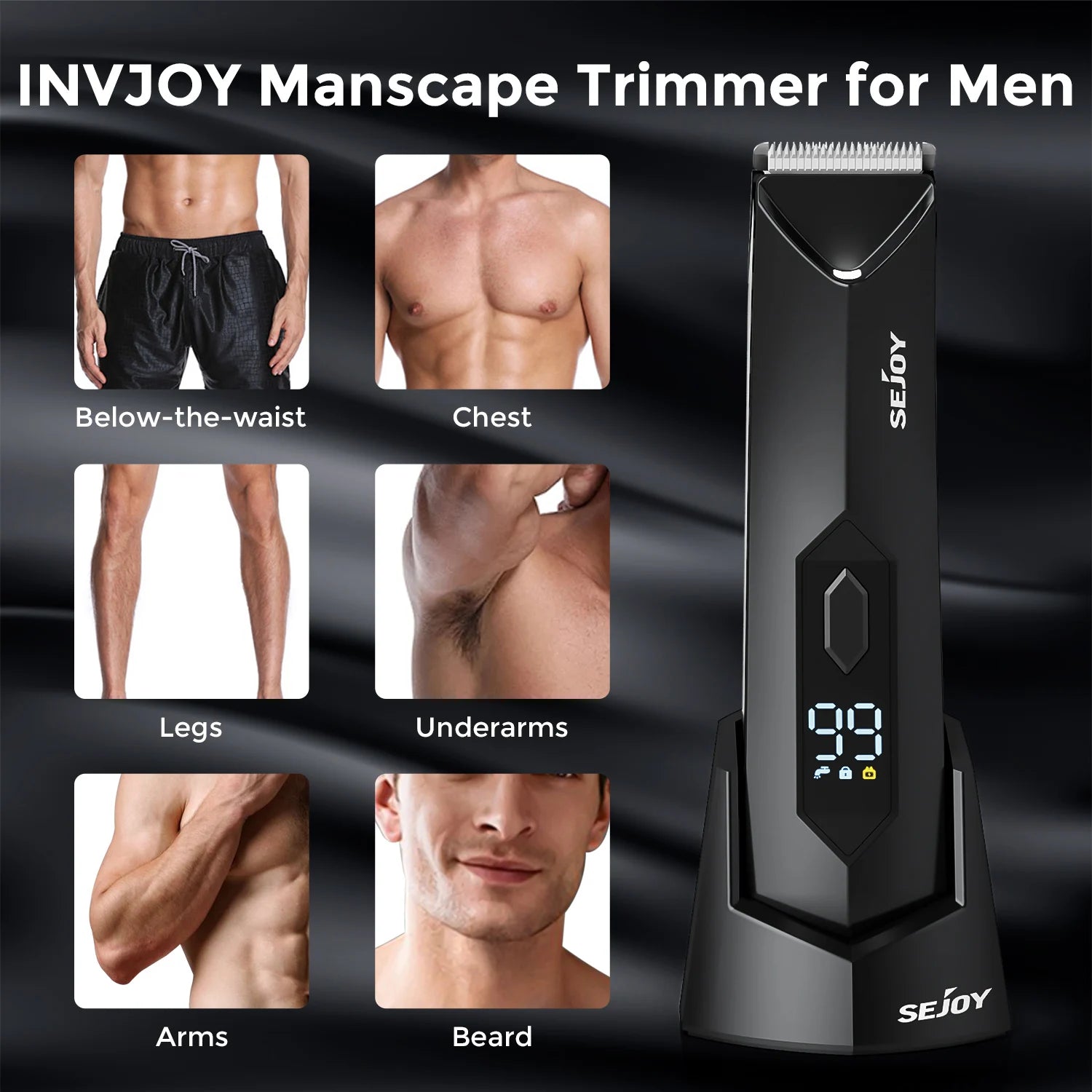 Body Hair Trimmer for Groin Pubic Replaceable Ceramic Blade Electric Shaver IPX7 Waterproof