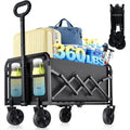Collapsible Wagon Cart with Wheels Foldable - 360LBS Heavy Duty Folding Utility Wagon for Beach Camping Grocery Shopping