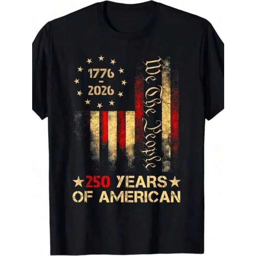 250th Anniversary US Flag T-Shirt - 250 Years Of American History We The People Patriotic Design