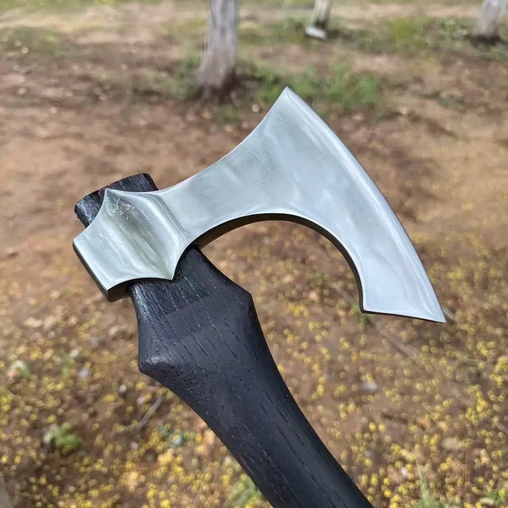 Outdoor Wide-blade Tactical Axe 65 Manganese Steel Aokaoka Wood Handle Camping Emergency Household Firewood Splitting EDC Tool