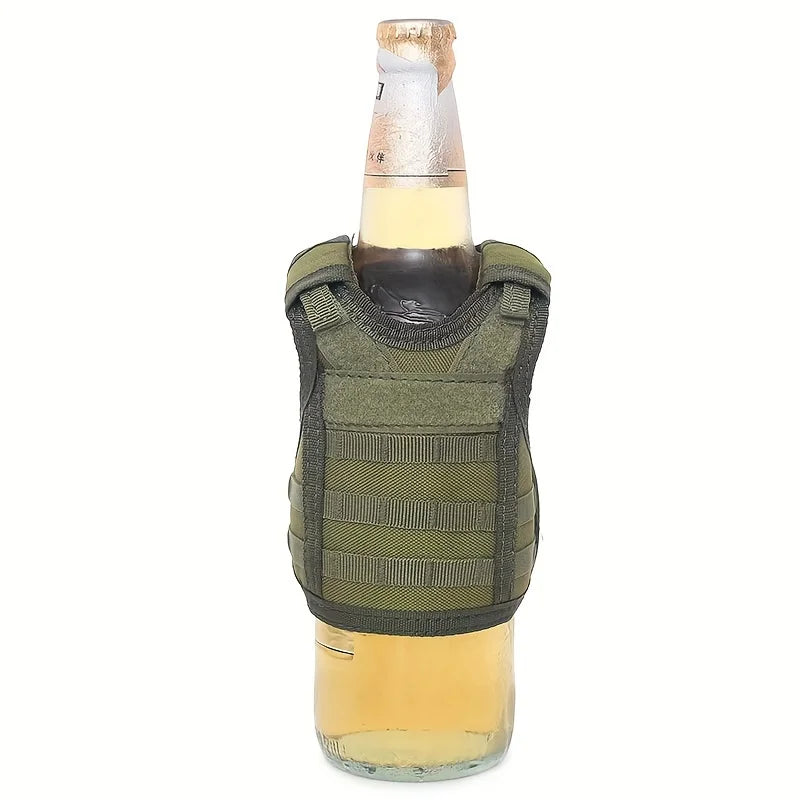 600D Oxford Cloth Mini Beer Bottle Vest Cover Washable Tactical Beverage Can Holder
