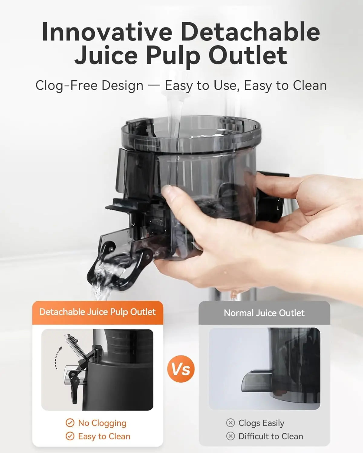 Large Feed Chute Cold Press Juicer Machine for Whole Fruits and Vegetables, 64oz Capacity Slow Masticating Extractor with AC Mot