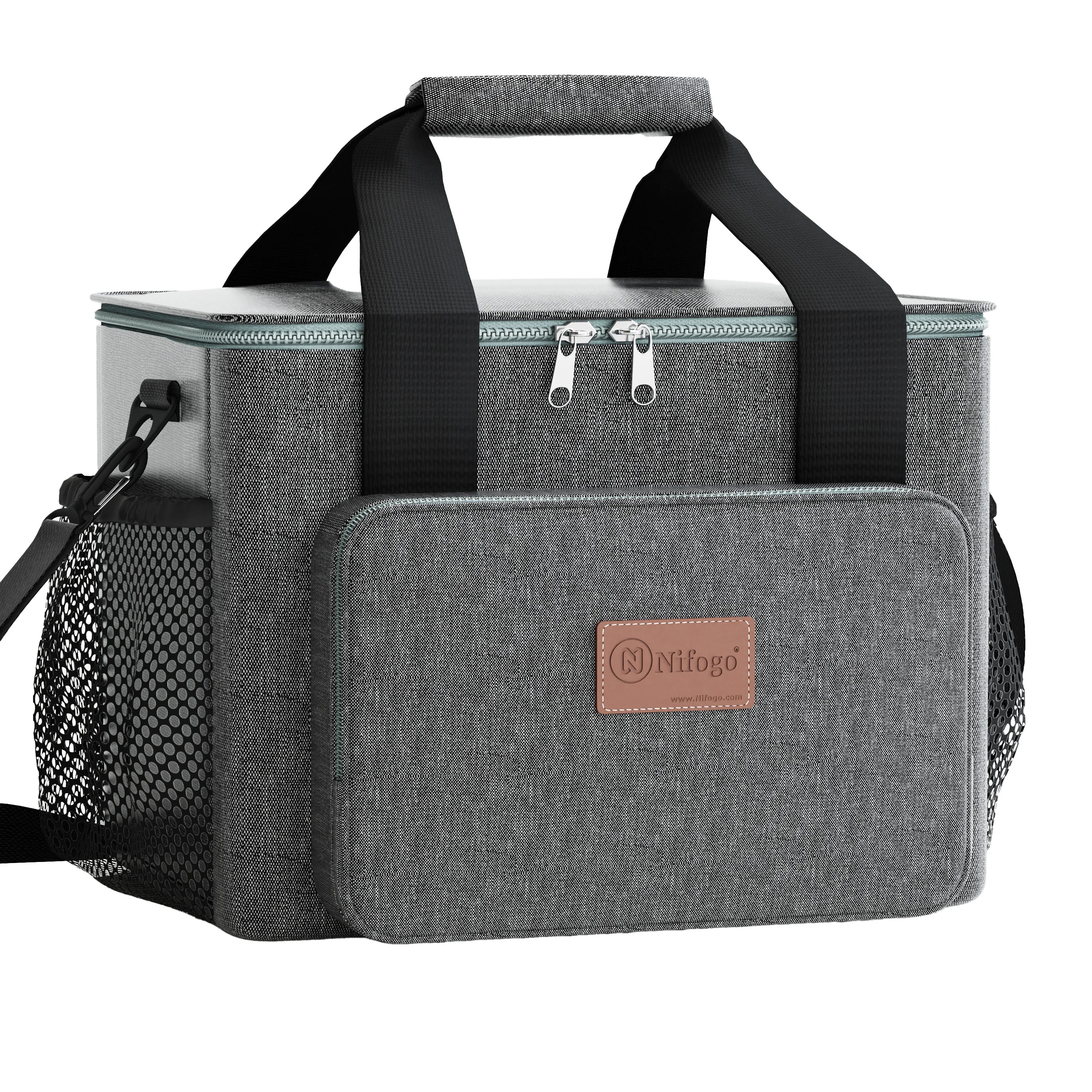 Insulated Cooler Bag, Leakproof Portable Thermal Lunch Cooler Tote with Adjustable Shoulder Strap, Large Capacity Waterproof Cooling Bag for Picnic, Camping, Beach, Travel, Work, Outdoor BBQ