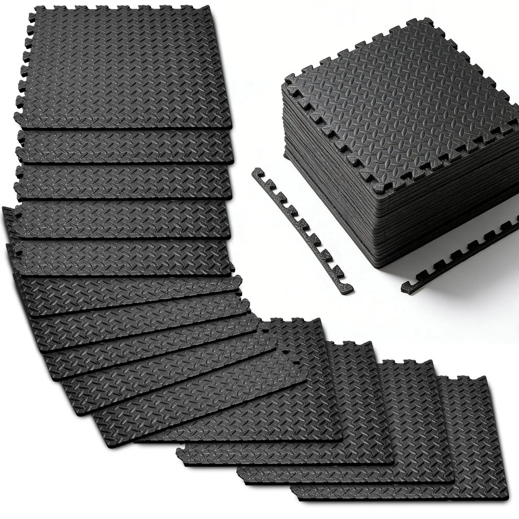 Puzzle Exercise Mat 0.4in, EVA Interlocking Foam Floor Tiles for Home Gym, Mat for Home Workout Equipment, 20in x 20 in-64sqft.