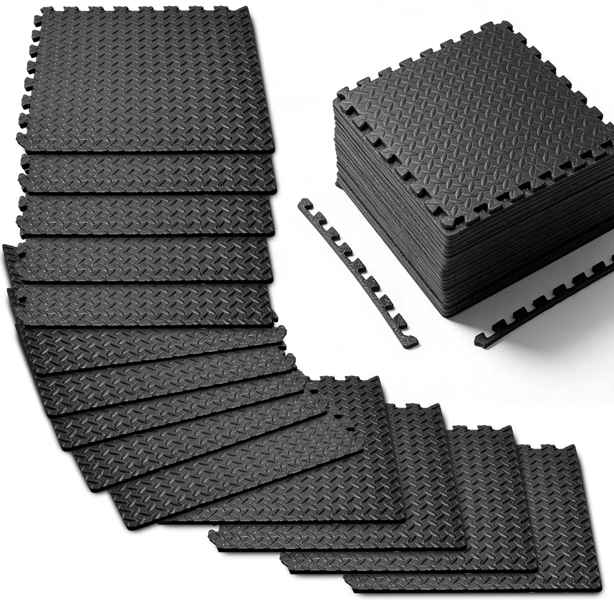Puzzle Exercise Mat 0.4in, EVA Interlocking Foam Floor Tiles for Home Gym, Mat for Home Workout Equipment, 20in x 20 in-64sqft.