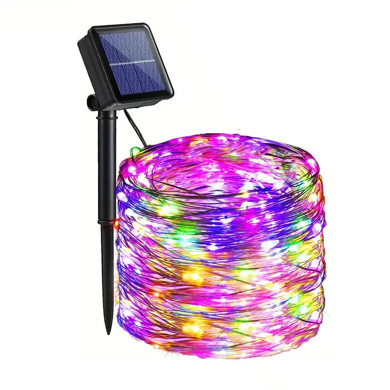 Multi Color Lights, Solar, Garden Lights, String Lights with 8 Modes, Waterproof Wire Lights,