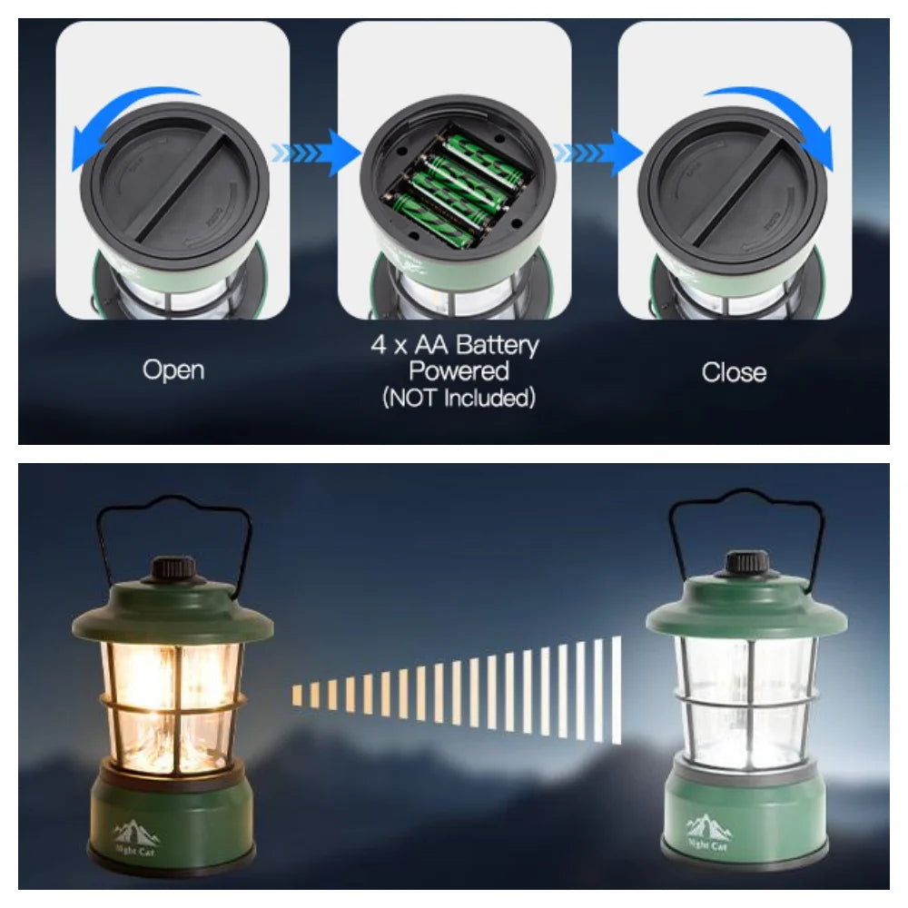 LED Camping Lantern: Portable Outdoor Light for Camping Hiking Fishing Picnic Emergency 4xAA Battery Powered (Not Included)