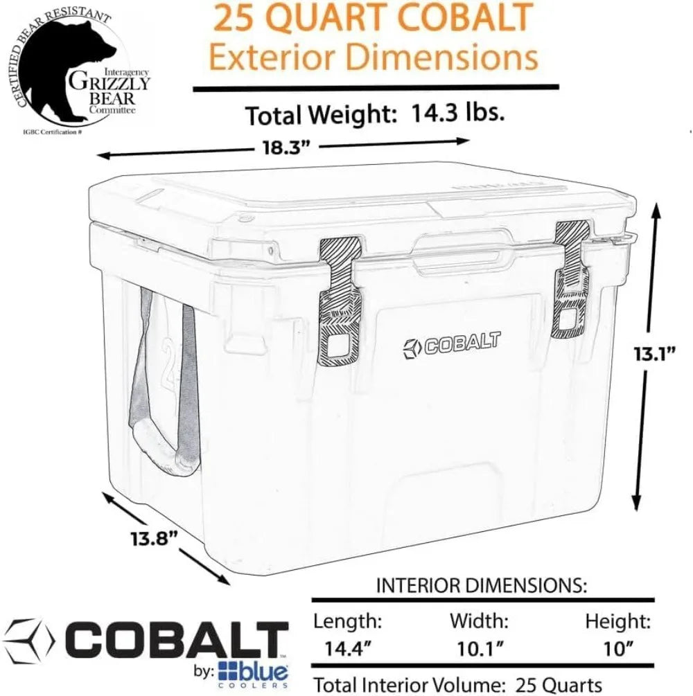 Cobalt 25 Quart Roto-Molded Super Ice Cooler | Large Ice Chest Holds Ice Up to 3 Days