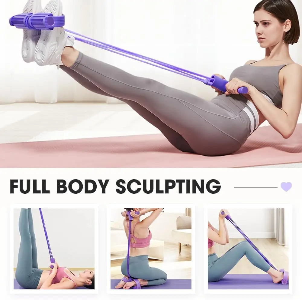 Yoga Sports Crunches Elastic Pull Rope with Handles, Multifunction Resistance Bands, Core Training