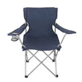 Folding Camping Chair with Cup Holder Quad Portable Outdoor Seat for Beach Fishing Picnic Dark Blue