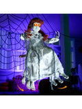 Scary Halloween Decorations Outdoor Halloween Hanging Scary Swing Girl Decorations Winging White Doll with Creepy Sound and Light Up Eyes Sound, Animatronics Hanging Decors Activated