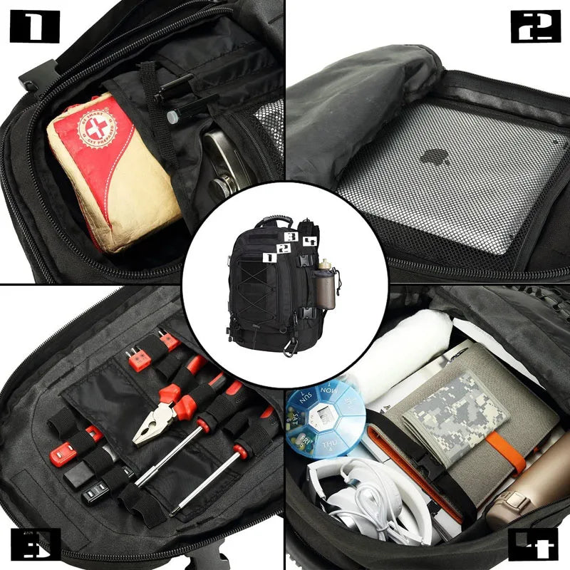 60L Military Tactical Backpack ,Army Rucksack, Outdoor Travel, Hiking , Rucksacks, Camping Hunting,