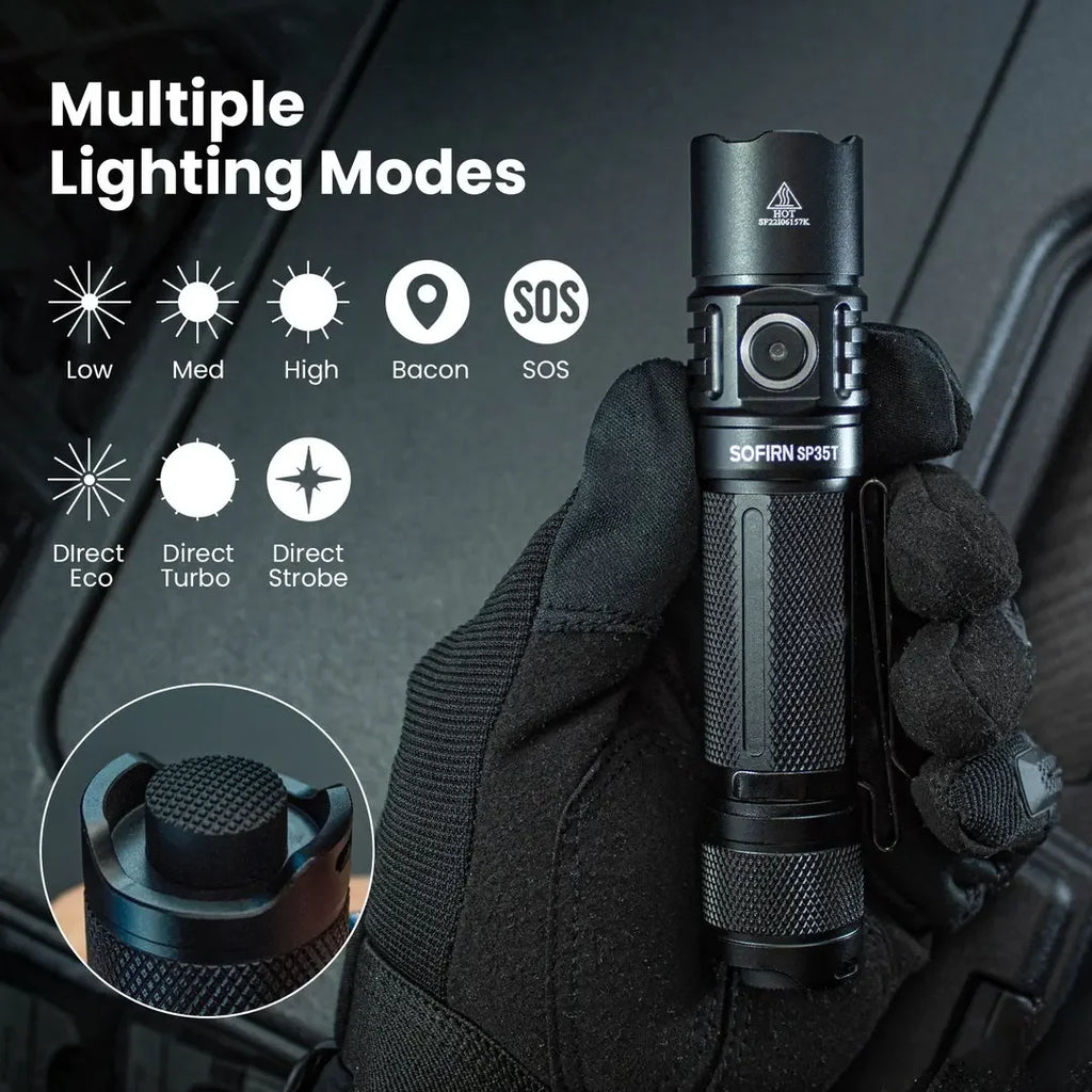 3800lm Tactical 21700 Flashlight Powerful LED Light USB C Rechargeable Torch with Dual Switch Power Indicator ATR