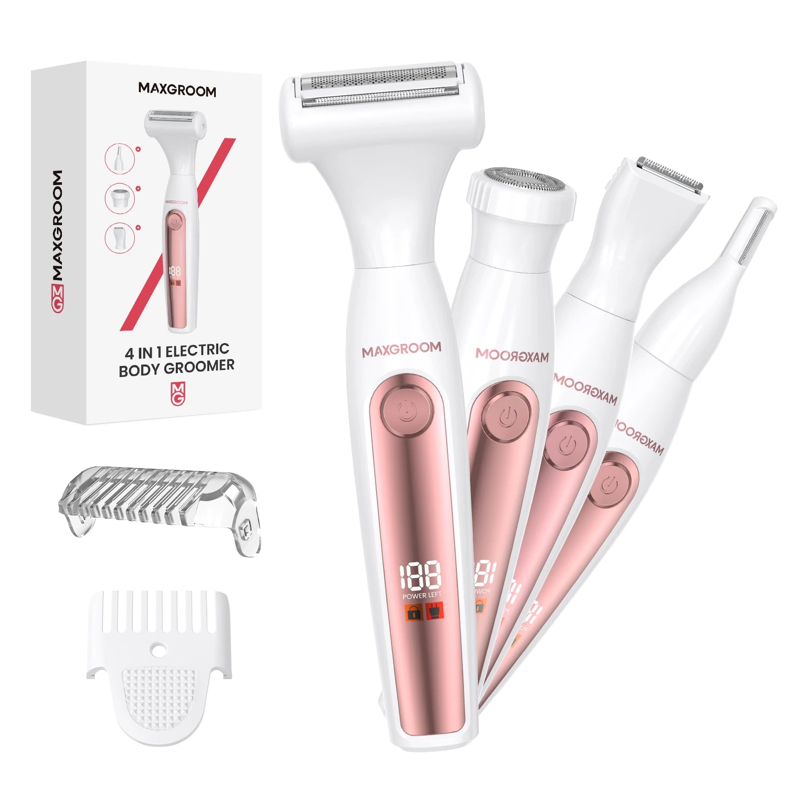4-in-1 All-Purpose Groomer for Women Portable Facial Electric Shaver Painless Bikini Body hair Trimmer IPX6 Waterproof